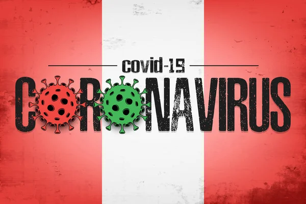 Bandera de Perú con coronavirus covid-19 — Vector de stock