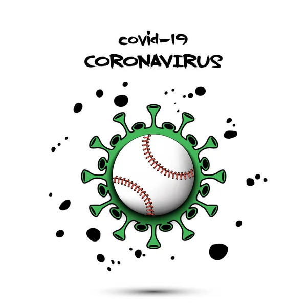 Coronavirus segno con palla da baseball — Vettoriale Stock