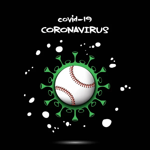 Coronavirus segno con palla da baseball — Vettoriale Stock