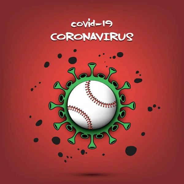 Coronavirus jel baseball labdával — Stock Vector