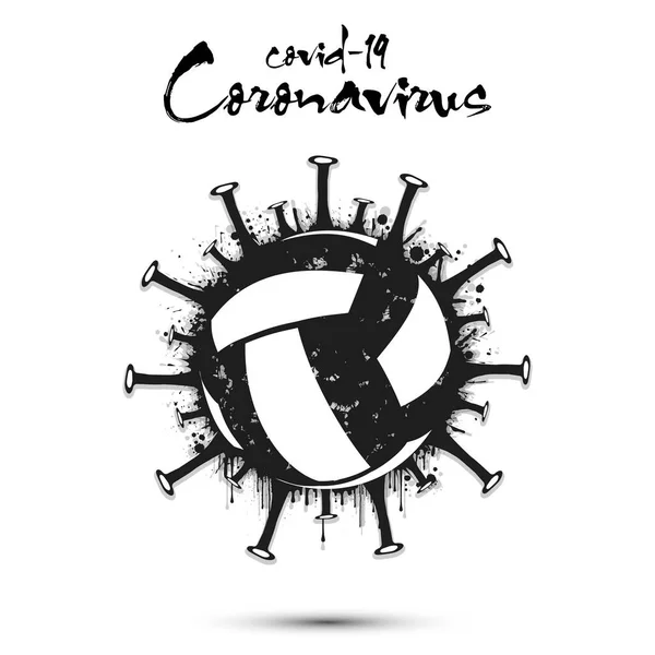 Signo de coronavirus con voleibol — Vector de stock