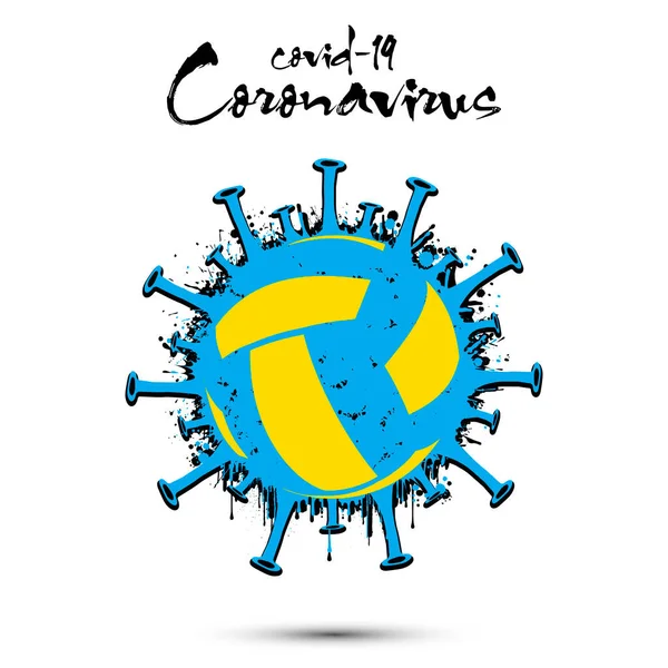 Coronavirus signe avec balle de volley-ball — Image vectorielle
