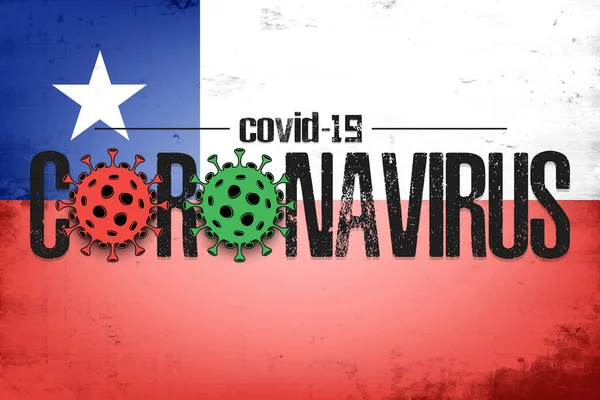 Vlag van Chili met coronavirus covid-19 — Stockvector