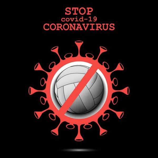 Koronavirus s volejbalovým míčem — Stockový vektor