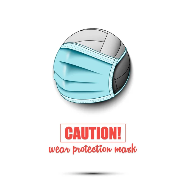 Volleyball ball with a protection mask — Stock Vector