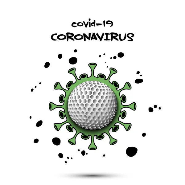 Coronavirus jel golflabdával — Stock Vector