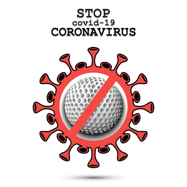 Coronavirus-skilt med golfball – stockvektor