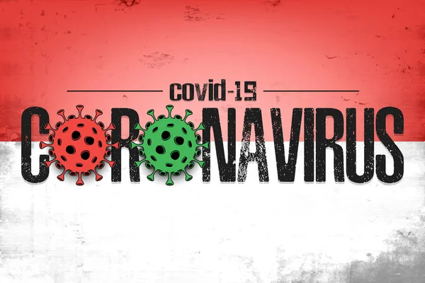 Vlag van Indonesië met coronavirus covid-19 — Stockvector
