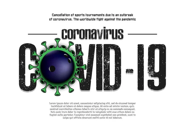 Covid-19. Signo de coronavirus con bola de bolos — Archivo Imágenes Vectoriales