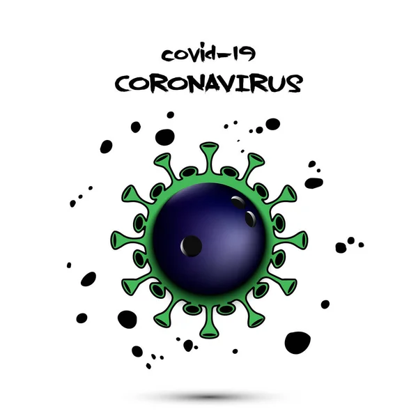 Coronavirus-Zeichen mit Bowlingkugel — Stockvektor