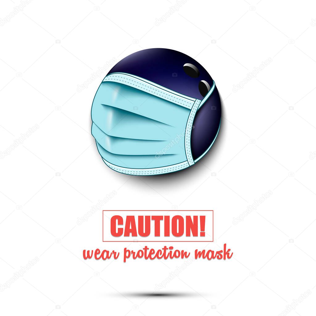 Bowling ball with a protection mask