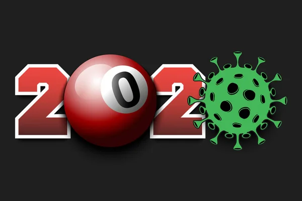 2020 і знак коронавірусу з більярдним м'ячем — стоковий вектор