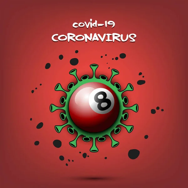 Coronavirus tecken med biljardboll — Stock vektor