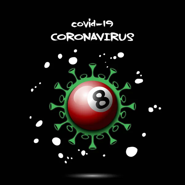 Koronavirové znamení s kulečníkovou kuličkou — Stockový vektor