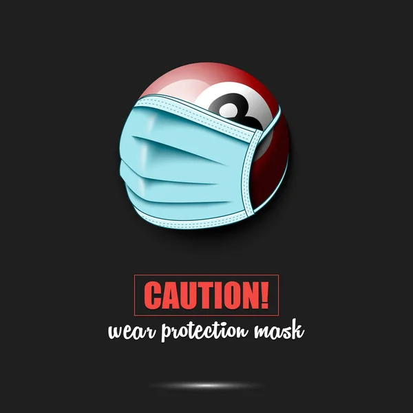 Balle de billard avec masque de protection — Image vectorielle