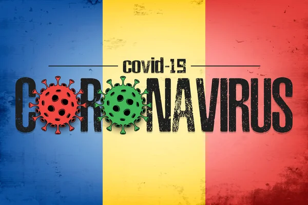 Rumunská vlajka s koronavirem covid-19 — Stockový vektor