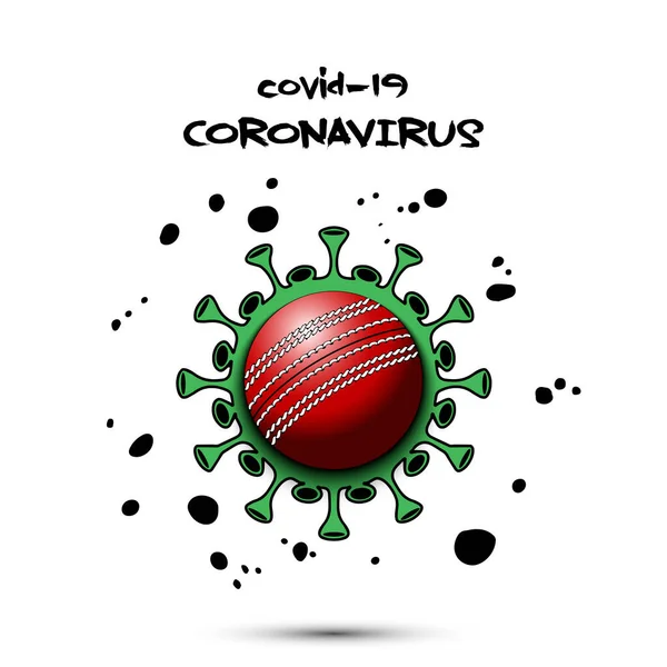 Coronavirus tecken med cricket boll — Stock vektor