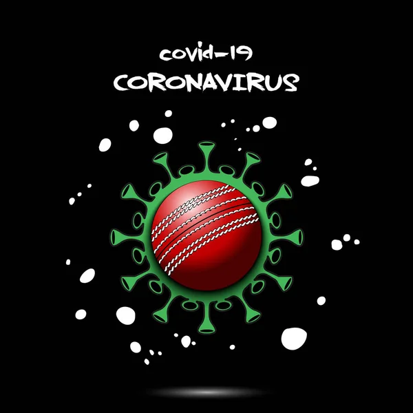 Coronavirus sign with cricket ball — Stock Vector