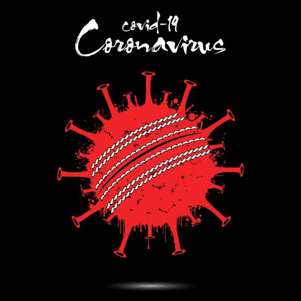 Coronavirus signe avec balle de cricket — Image vectorielle