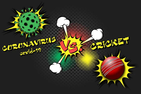 Cricket vs Coronavirus covid-19 — Stockvektor