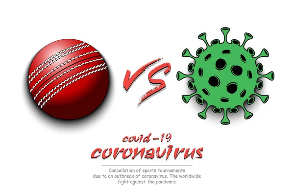 Cricket vs coronavirus covid-19 — Image vectorielle