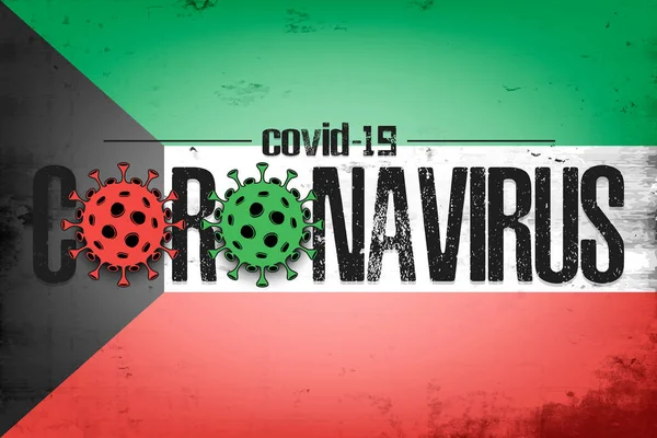 Vlag van Koeweit met coronavirus covid-19 — Stockvector