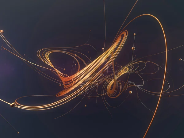 Abstrato ouro formas brilhantes em um fundo azul 3d renderização — Fotografia de Stock