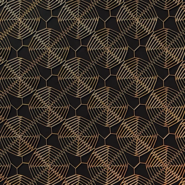 Patrón abstracto dorado sobre fondo gris oscuro. renderizado 3d — Foto de Stock