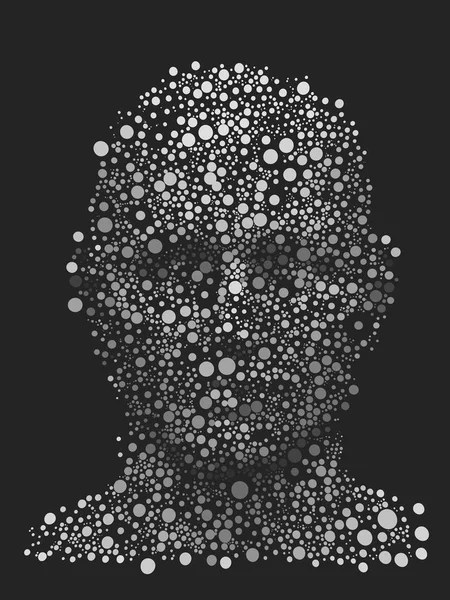 Rendu abstrait 3d du visage avec des cercles noirs et blancs — Photo