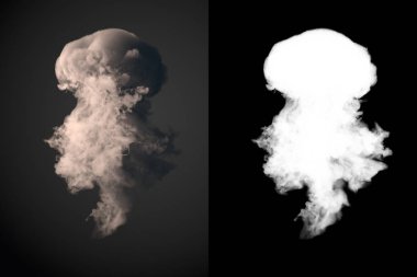 Siyah duman alfa kanalı içeren bir patlamadan sonra tehlikeli bulut 3d render