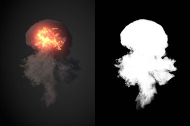 Siyah duman karanlık 3d render artı alfa kanalı ile patlama
