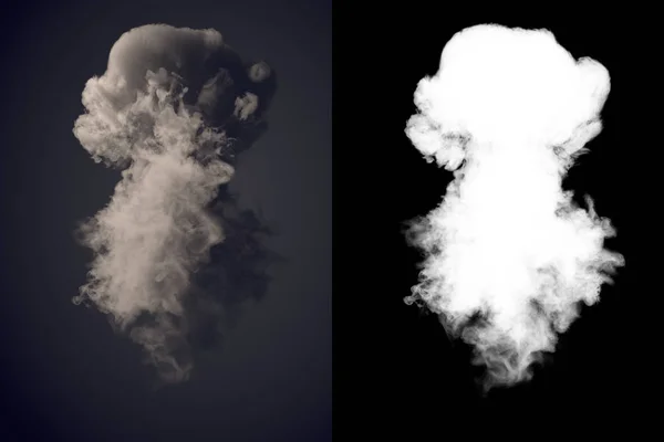 Небезпечна хмара 3d відображення темного диму після вибуху з альфа-каналом — стокове фото