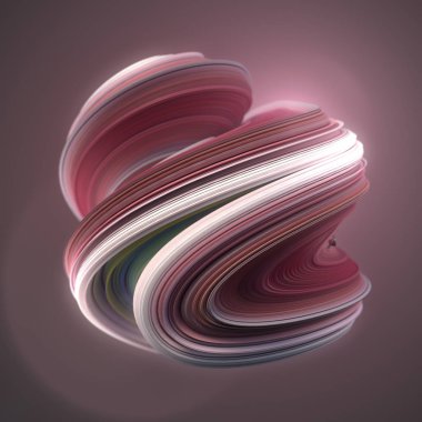 Renkli bükülmüş şekil. Oluşturulan bilgisayar soyut geometrik 3d render illüstrasyon
