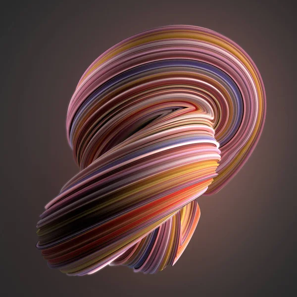 Forma retorcida de color. Ilustración de renderizado 3D geométrica abstracta generada por computadora —  Fotos de Stock