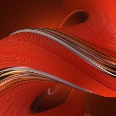 Kırmızı bükülmüş şekil. Oluşturulan bilgisayar soyut geometrik 3d render illüstrasyon