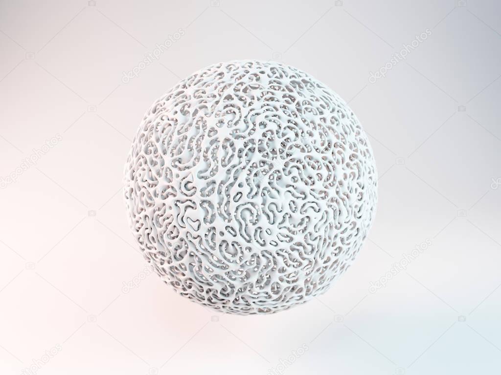 Abstract futuristic white sphere. 3d rendering