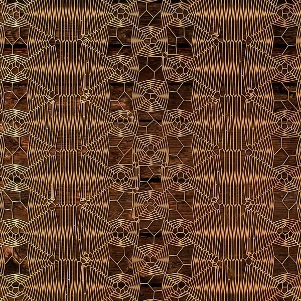 Patrón abstracto dorado sobre fondo de madera. renderizado 3d —  Fotos de Stock