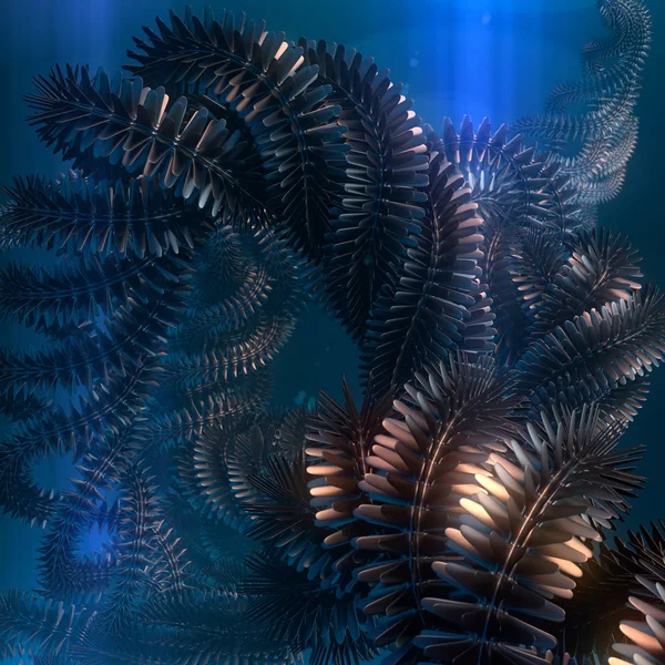Forma futurista abstracta en el espacio azul. renderizado 3d —  Fotos de Stock