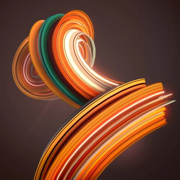 Naranja forma retorcida. Ilustración de renderizado 3D geométrica abstracta generada por computadora — Foto de Stock