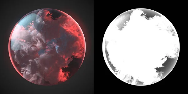 Humo rosa químico en la bola de cristal mágica. renderizado 3d — Foto de Stock