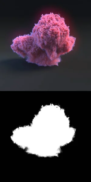 Nube química de mezcla de humo rosa sobre fondo negro 3d renderizado — Foto de Stock