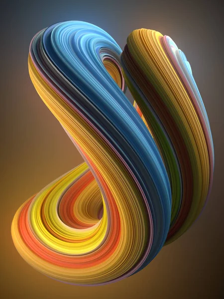 Blue and yellow colored twisted shape. Computer generated abstract geometric 3D render illustration — Stock Photo, Image