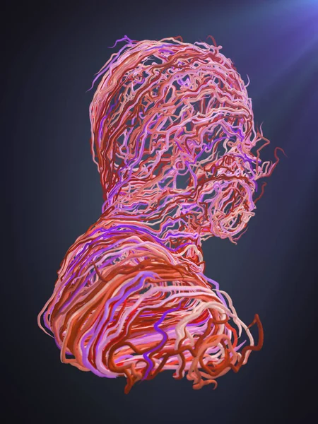 Αφηρημένη πορτρέτο. Ρύθμιση interlacing ροζ καμπύλες. 3D rendering — Φωτογραφία Αρχείου
