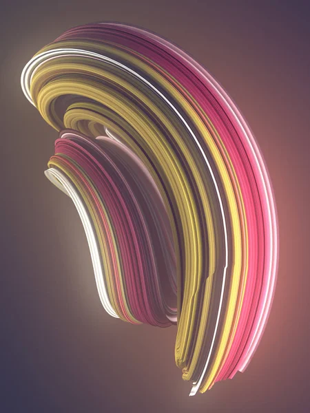 Forma contorta colorata. Illustrazione di rendering 3D geometrico astratto generato dal computer — Foto Stock