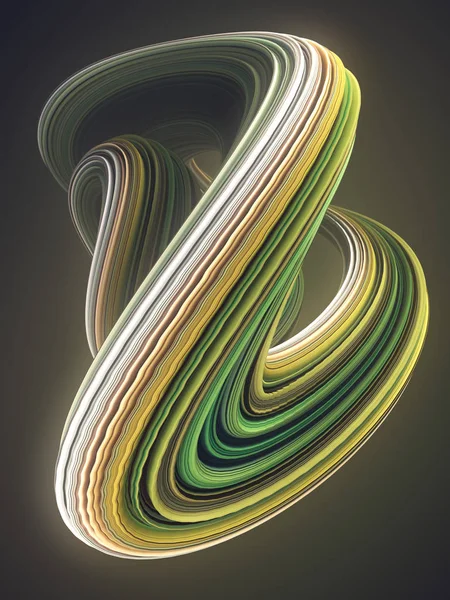 Green Yellow Abstract Twisted Shape Computer Generated Geometric Illustration Rendering — Stock Photo, Image