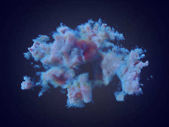 Chemické modrý mrak na tmavém pozadí 3d vykreslování
