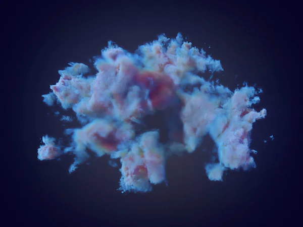 Koyu arka plan 3d render kimyasal mavi bulut