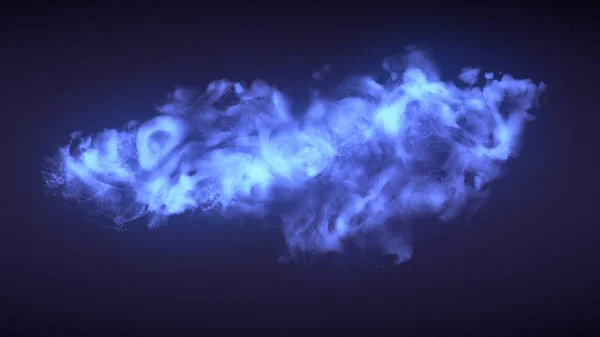 Nuage bleu chimique sur fond sombre rendu 3d — Photo