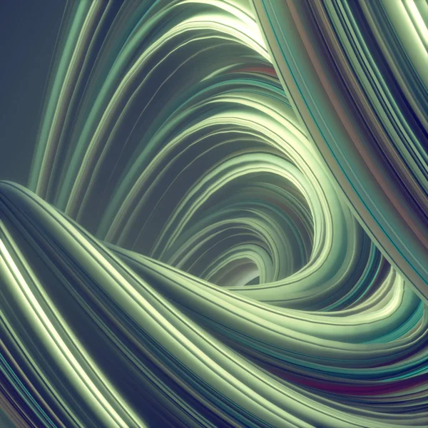 Зелена кручена форма. Комп'ютеризовані абстрактні геометричні 3D ілюстрації рендеринга — стокове фото