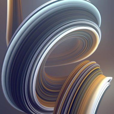 Renkli bükülmüş şekil. Oluşturulan bilgisayar soyut geometrik 3d render illüstrasyon